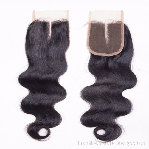 vendor stock European raw remy hair natural black body wave 4x4 lace closure